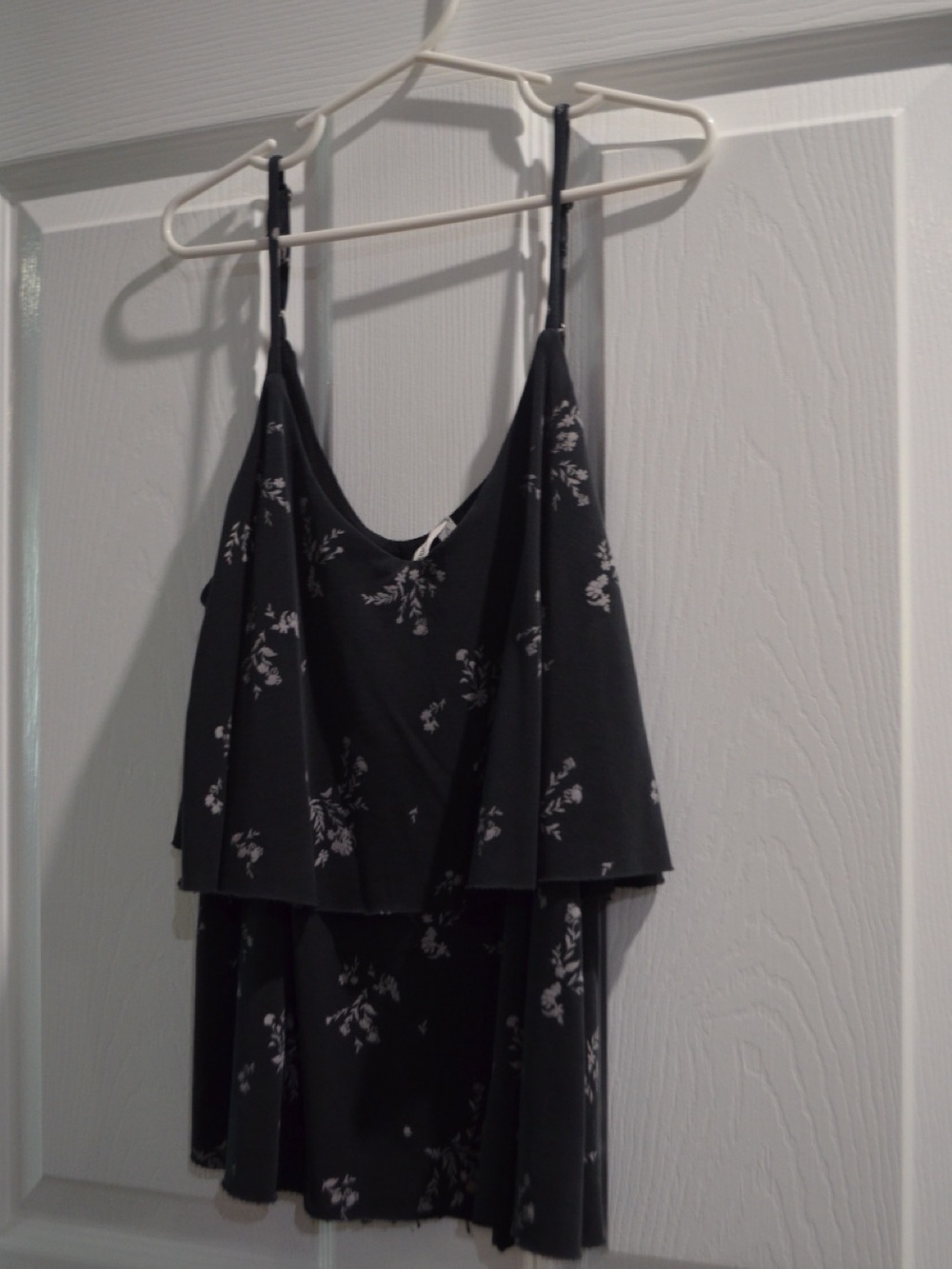 Mudd Black Floral Layered Tank Top